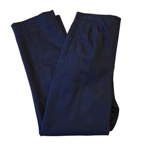 Talbots Navy 4 Side Zip Straight Leg Cotton Stretch Work Trousers Flat Front